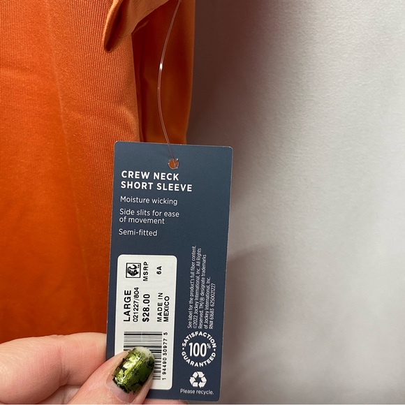 Jockey mens sz Large crewneck athletic shirt orange short sleeve new with tags - Picture 5 of 9